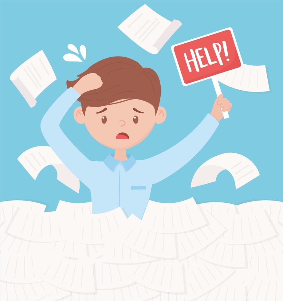 stressed businessman, office work frustration and stress vector