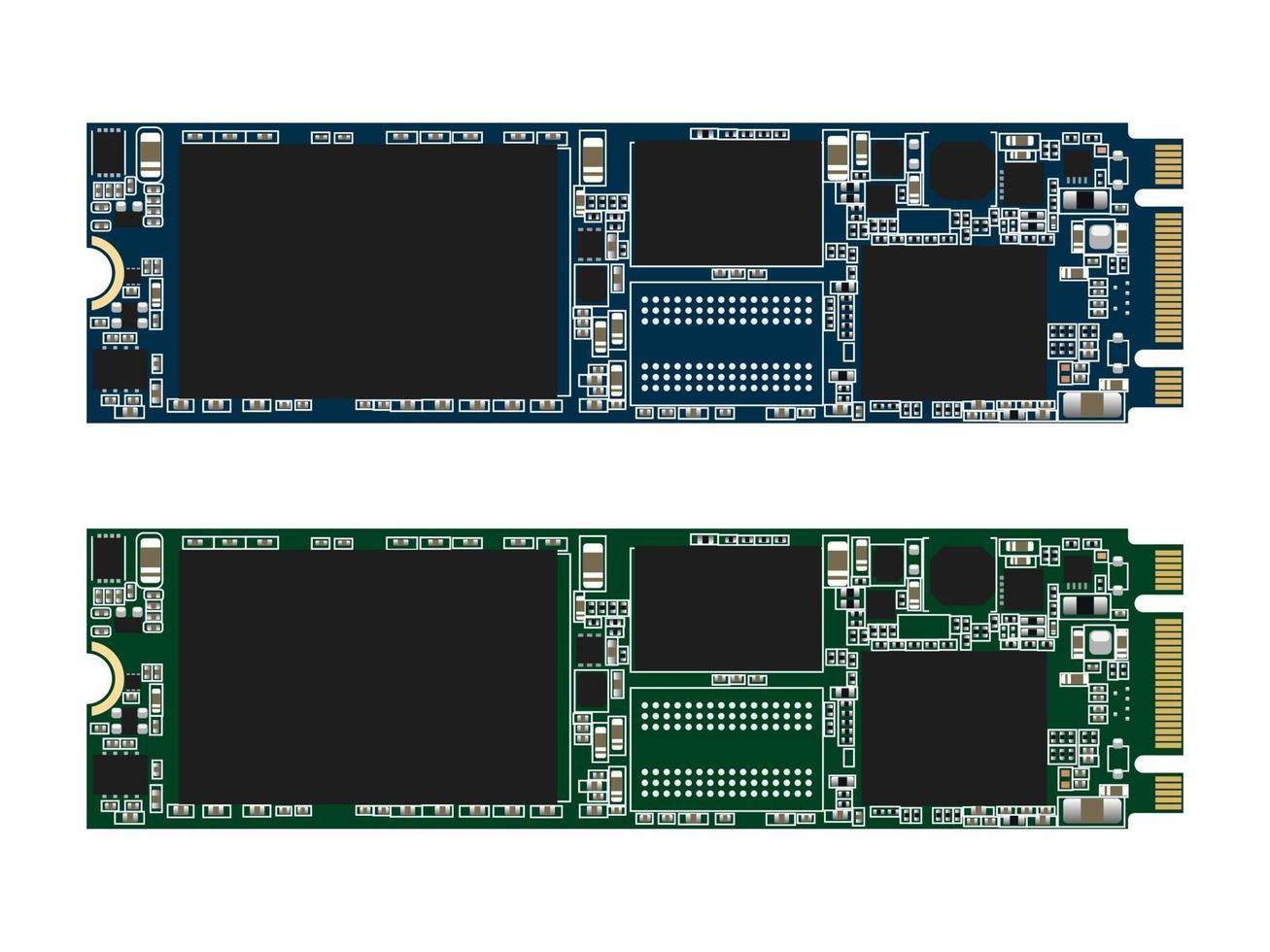 M.2 solid state drive isolates on white background, vector illustration