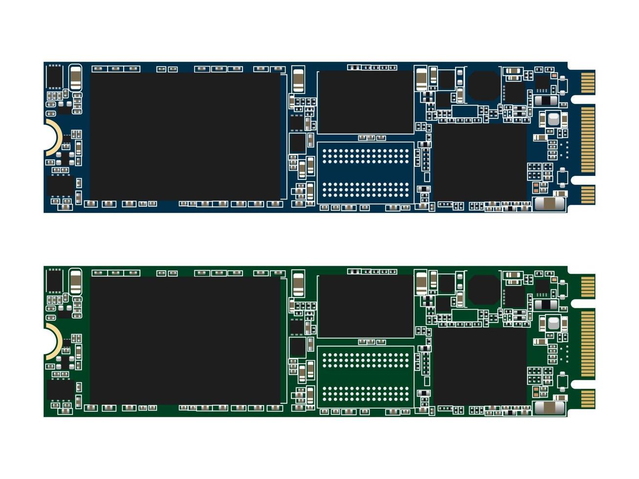 M.2 solid state drive isolates on white background, vector illustration