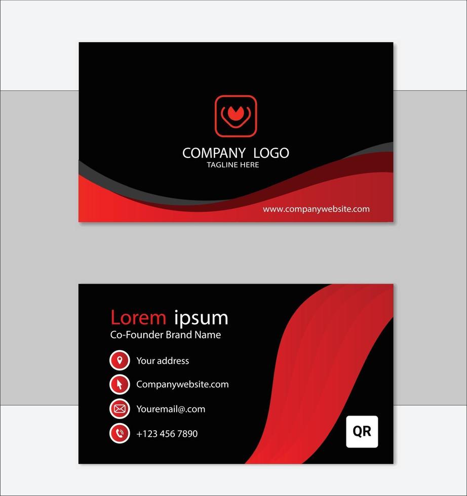 Red and black geometric business card template design vector