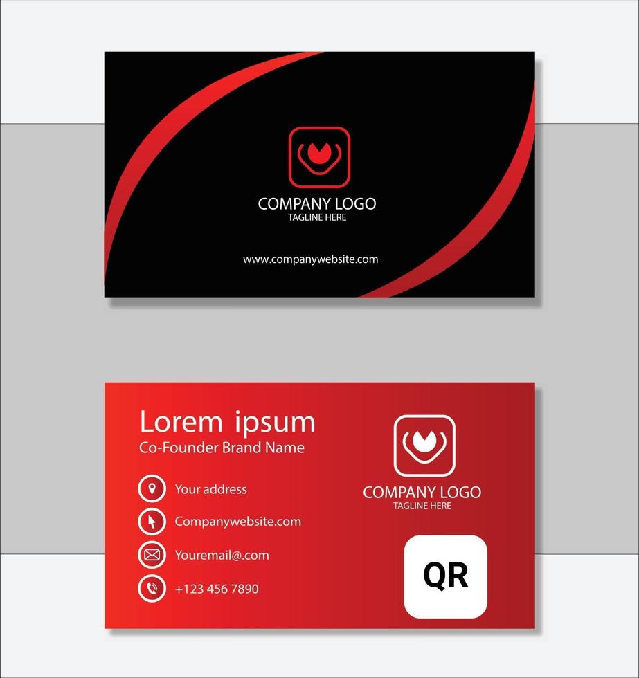 Red and black geometric business card design template vector