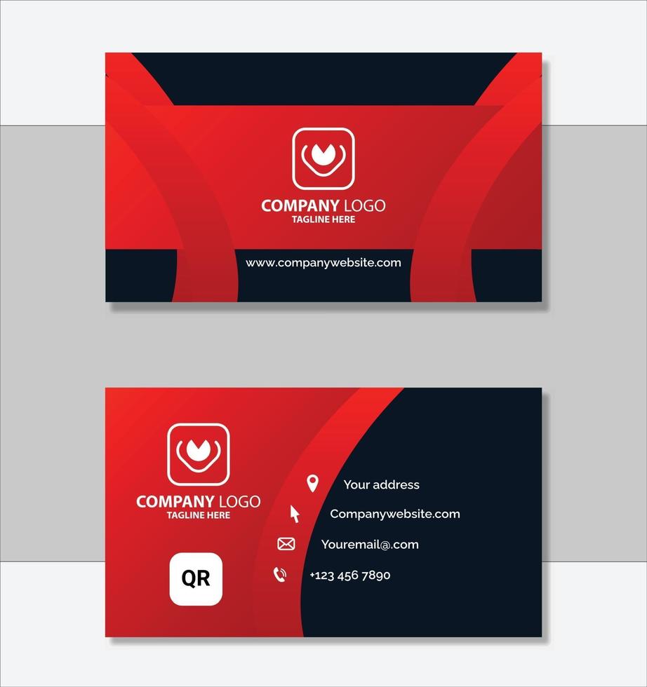 Red and black geometric business card design template vector