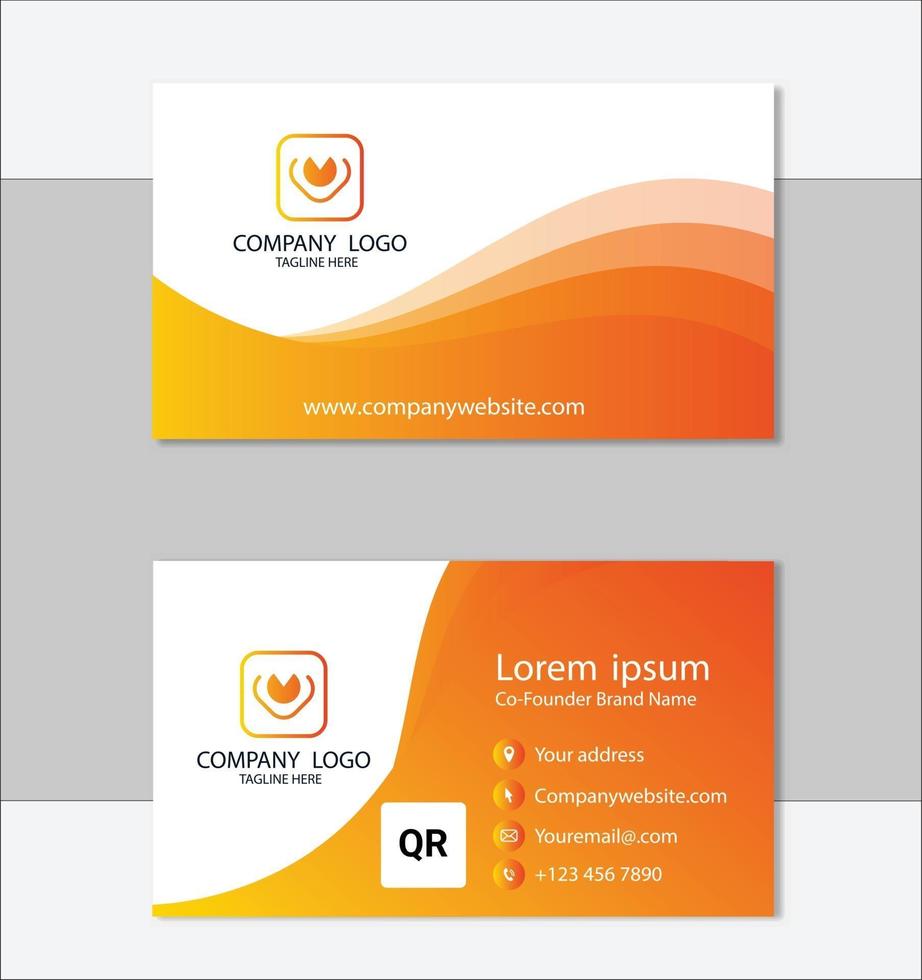 Elegant yellow and white business card template vector