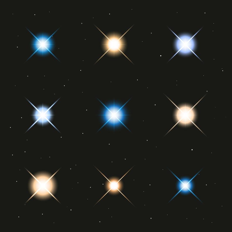 Glowing light stars, vector illustration