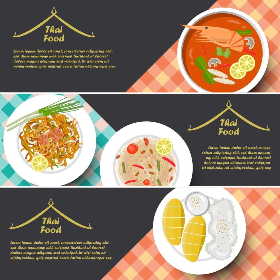 Tradition Thai food banner, vector illustration