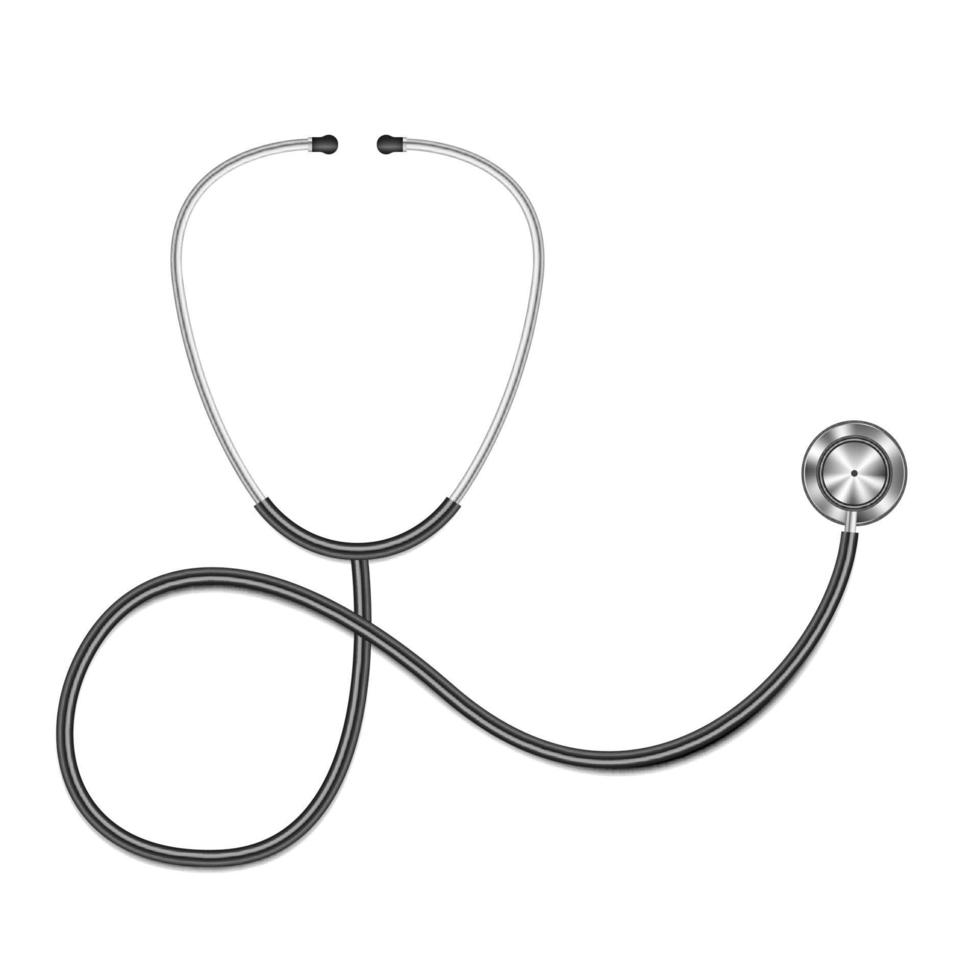 Realistic stethoscope isolated on white background, vector illustration