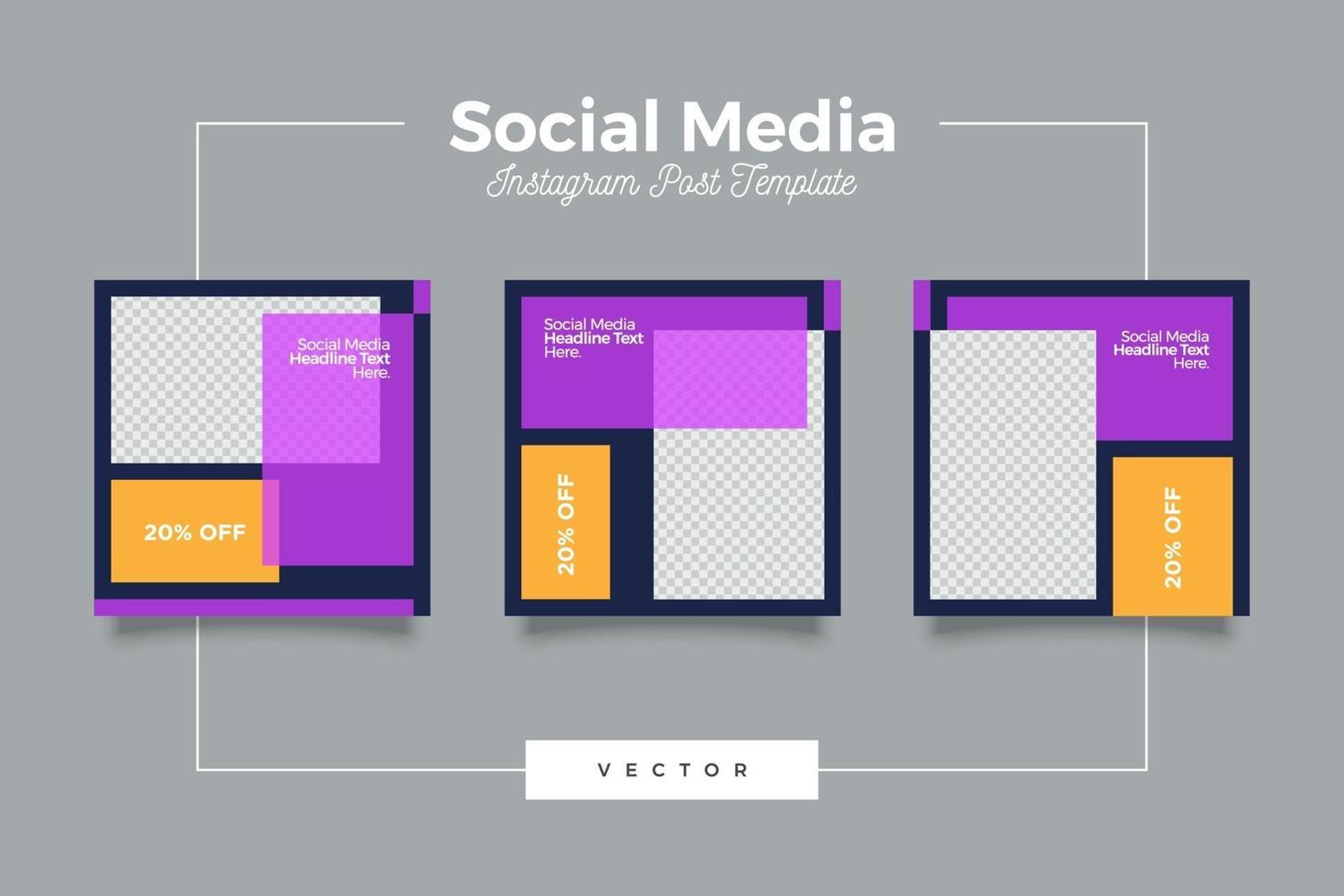 Marketing agency social media post banner set vector