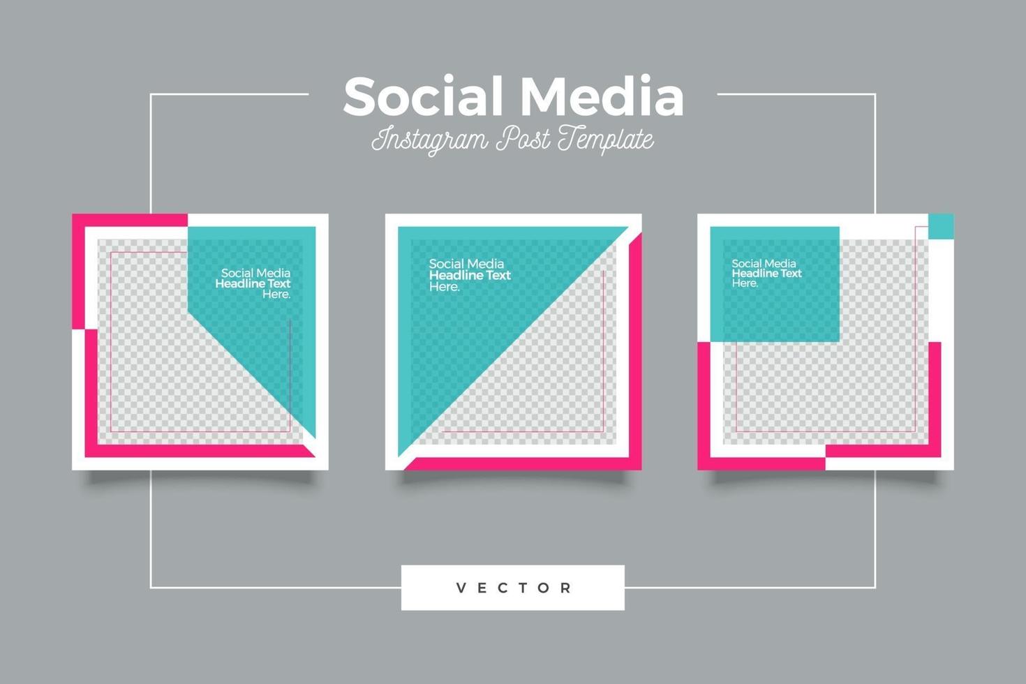 Pink and tosca modern social media post banner bundle vector