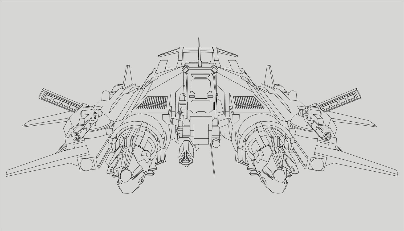 lineart de la nave espacial vector