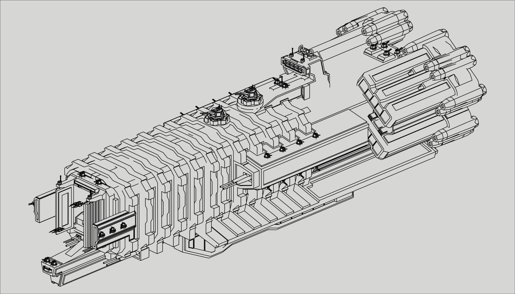 lineart de la nave espacial vector