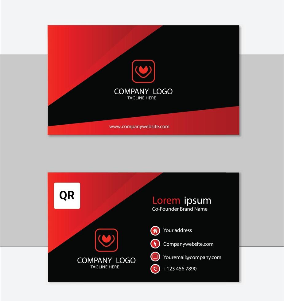 Red abstract modern business card design vector
