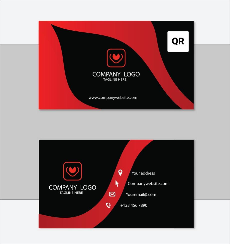 Red and black geometric business card design template vector