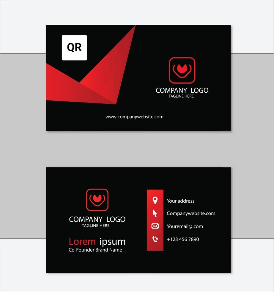 Red and black geometric business card design template vector