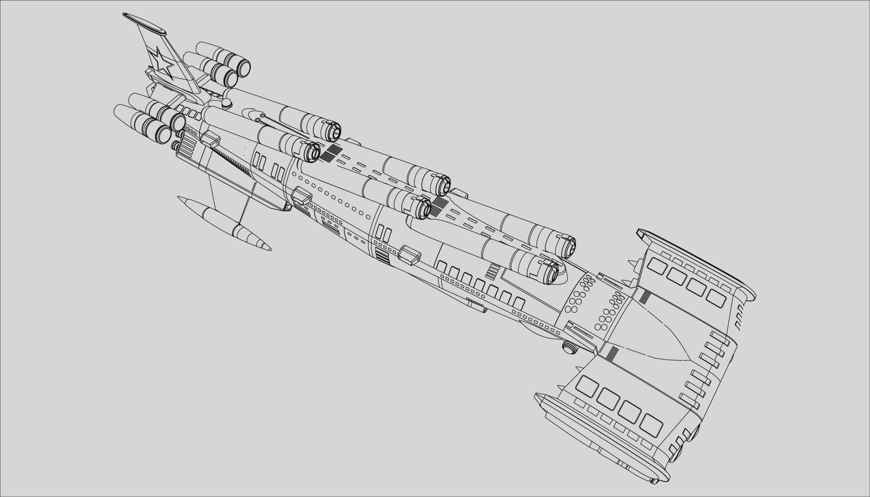 lineart de la nave espacial vector