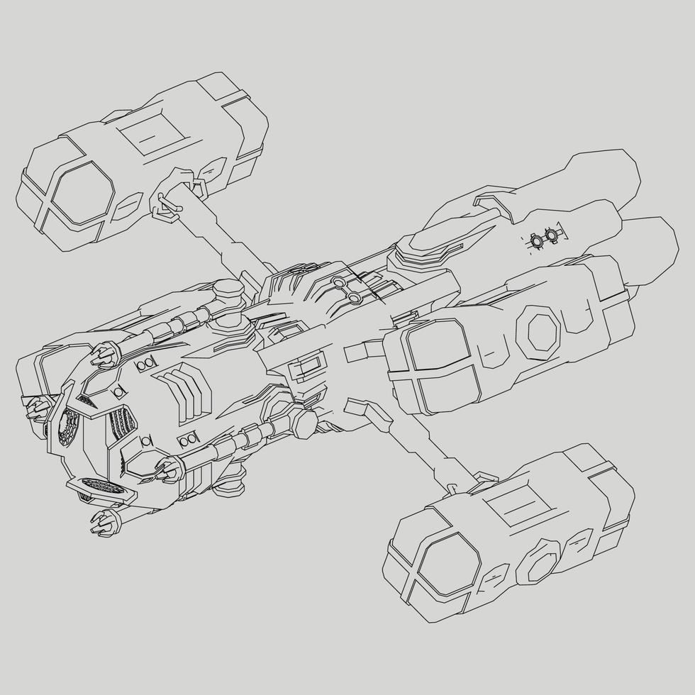 lineart de la nave espacial vector