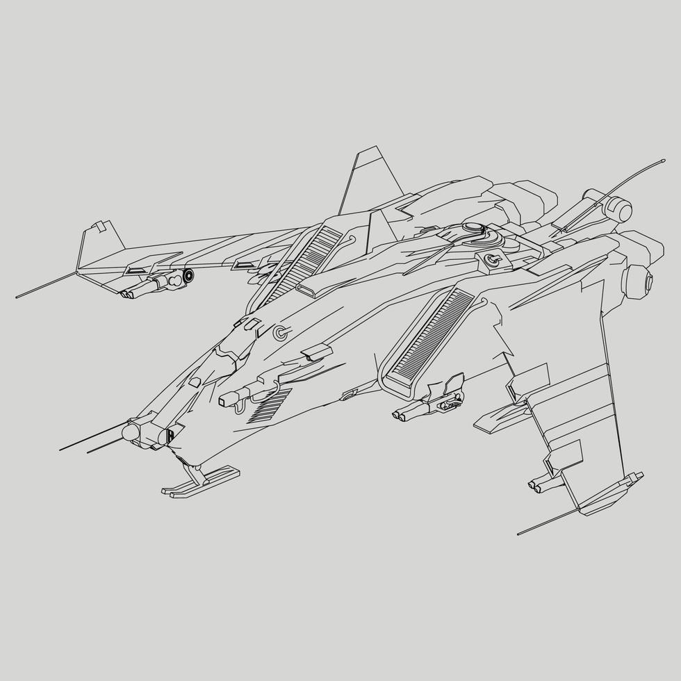 lineart de la nave espacial vector