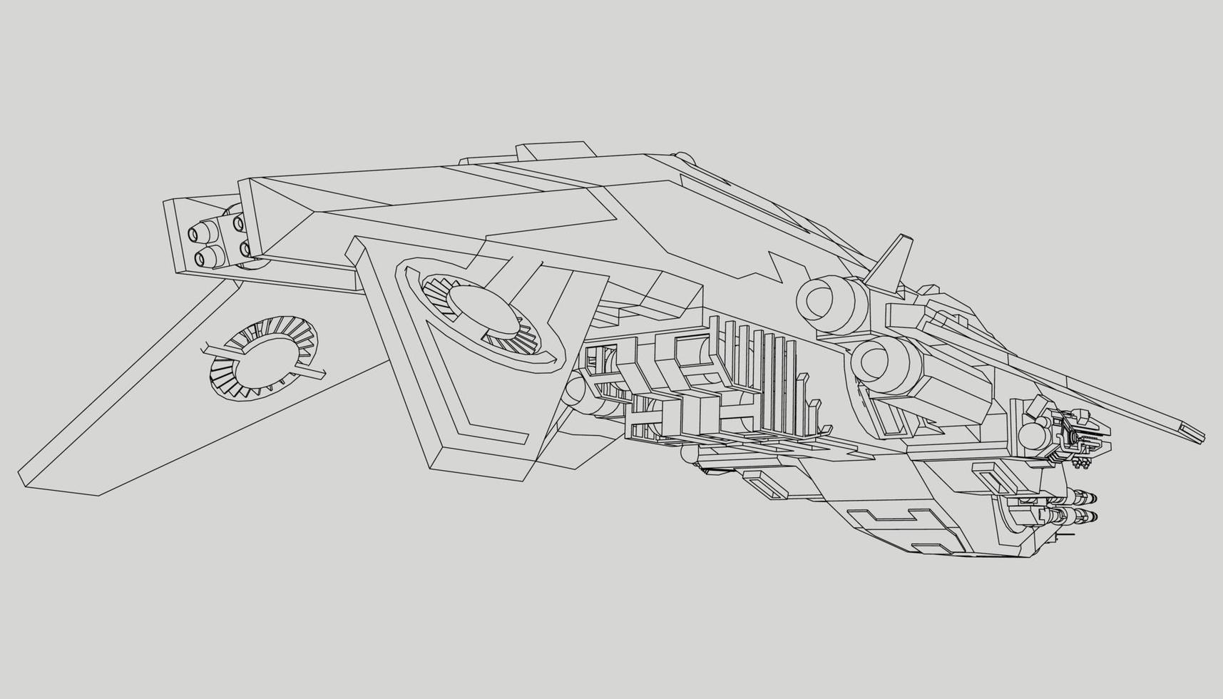 lineart de la nave espacial vector