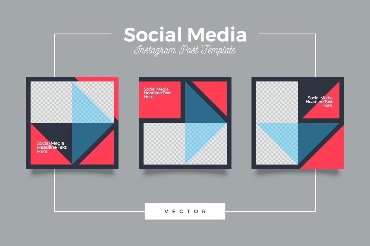 Geometric modern social media template banner set vector