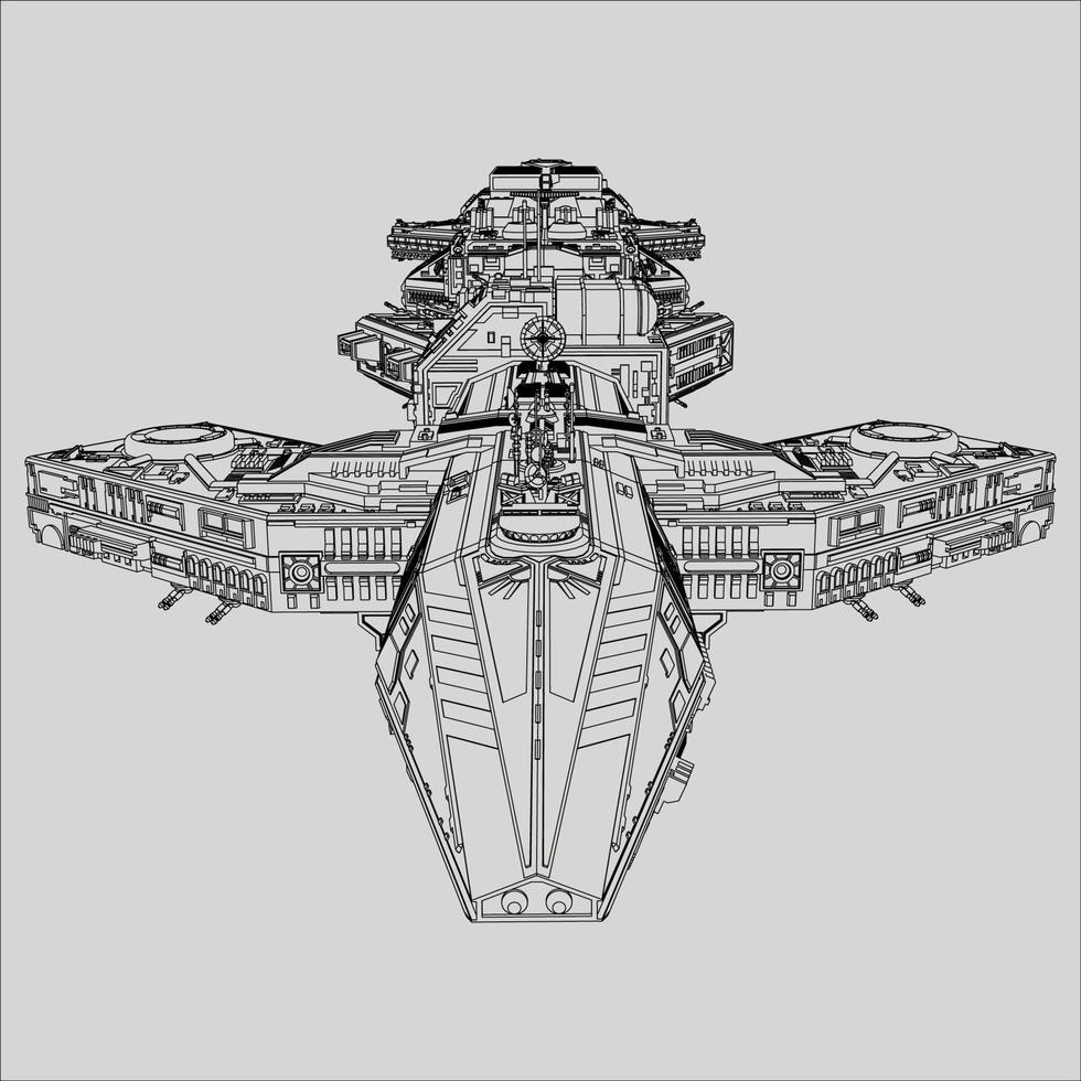 lineart de la nave espacial vector