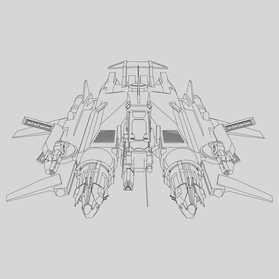 lineart de la nave espacial vector