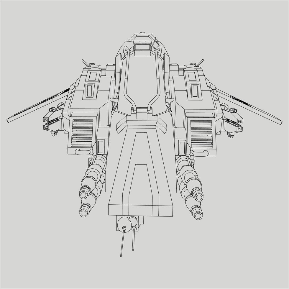 lineart de la nave espacial vector