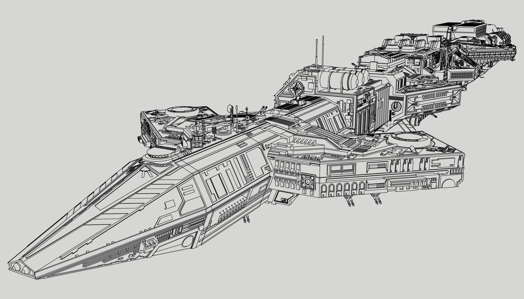 lineart de la nave espacial vector