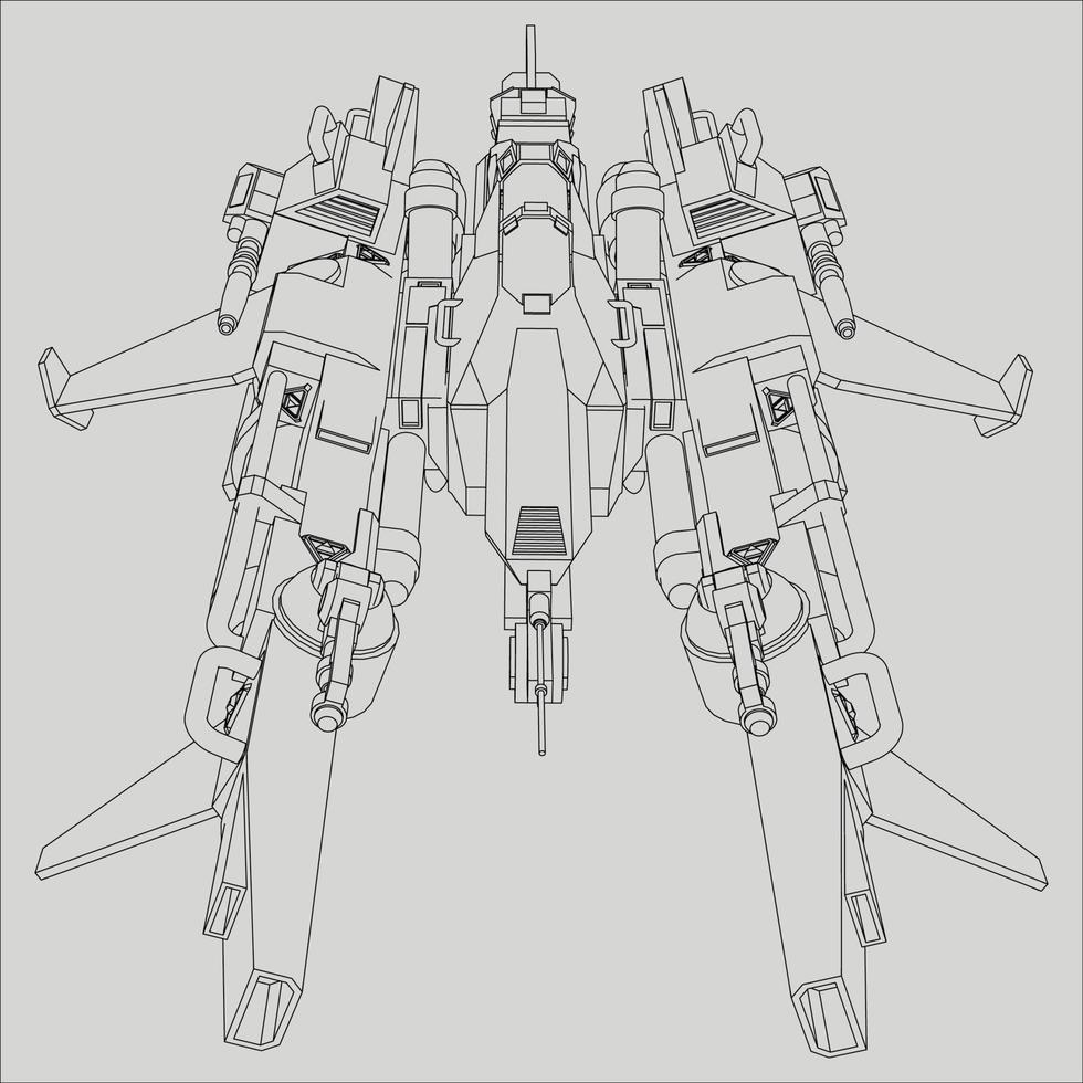 lineart de la nave espacial vector