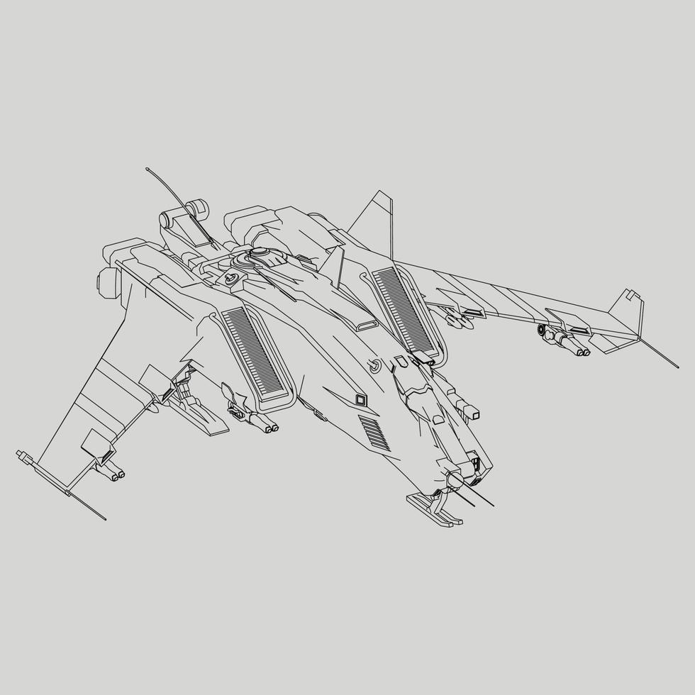 lineart de la nave espacial vector