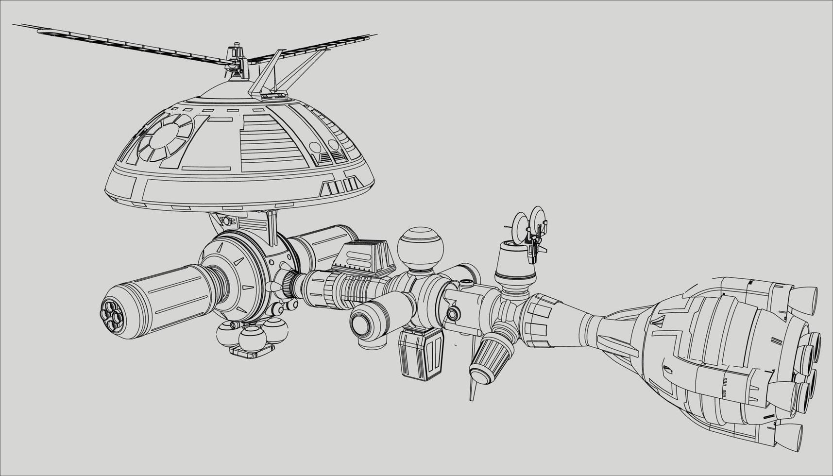 lineart de la nave espacial vector