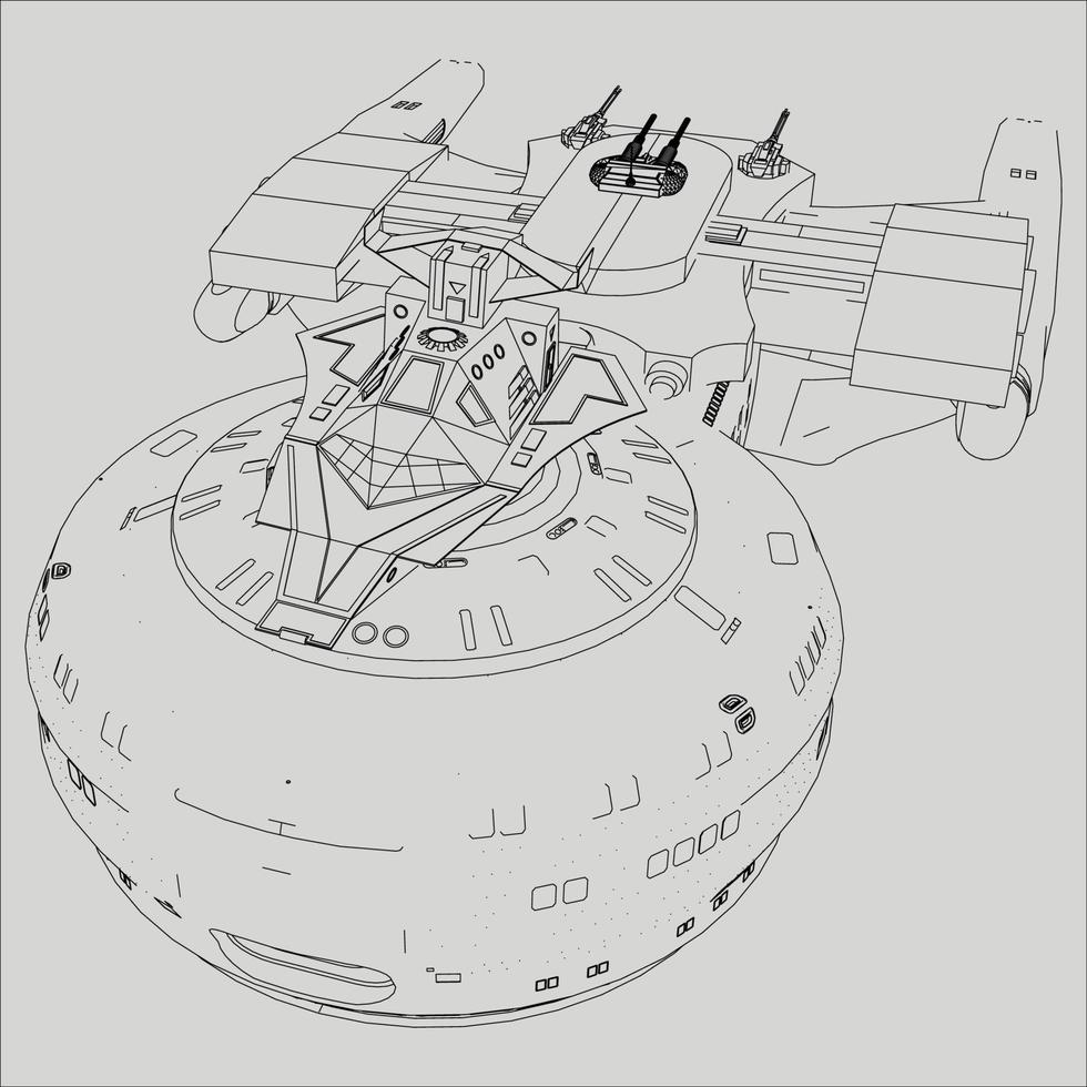 lineart de la nave espacial vector