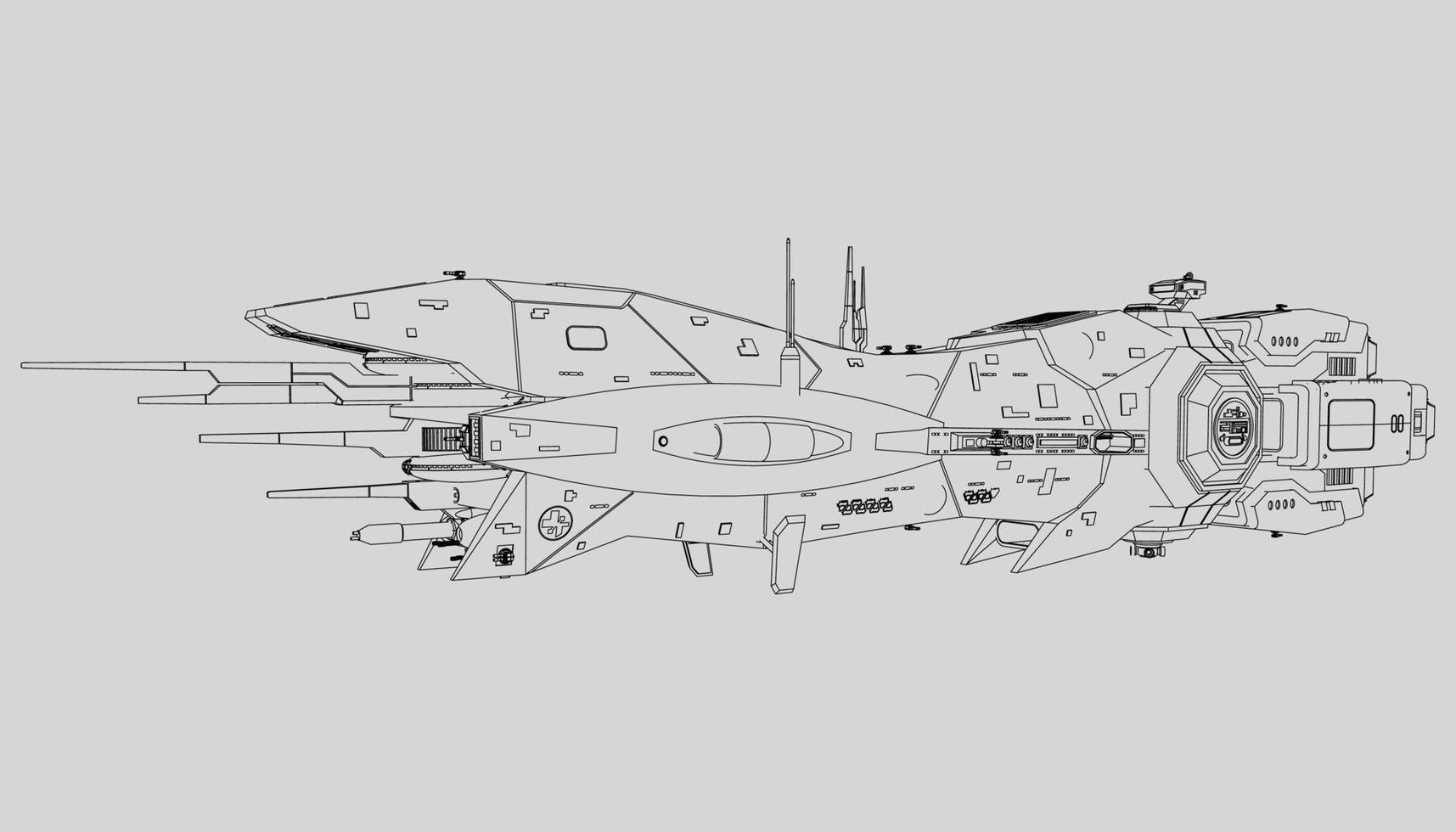 lineart de la nave espacial vector