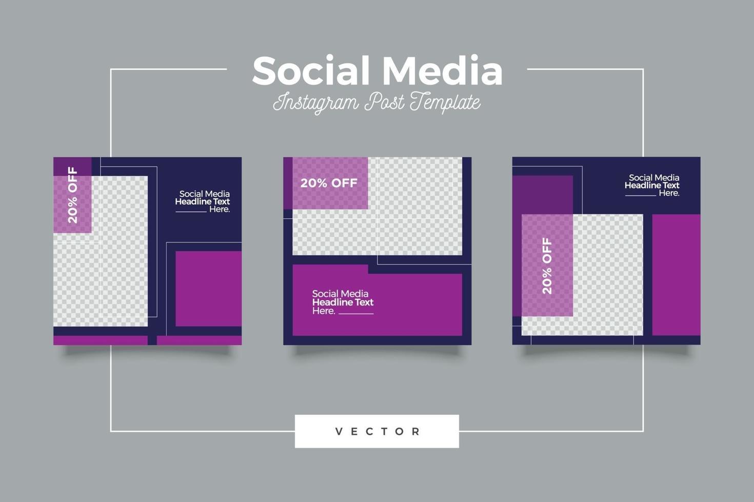 Purple modern social media post banner bundle vector