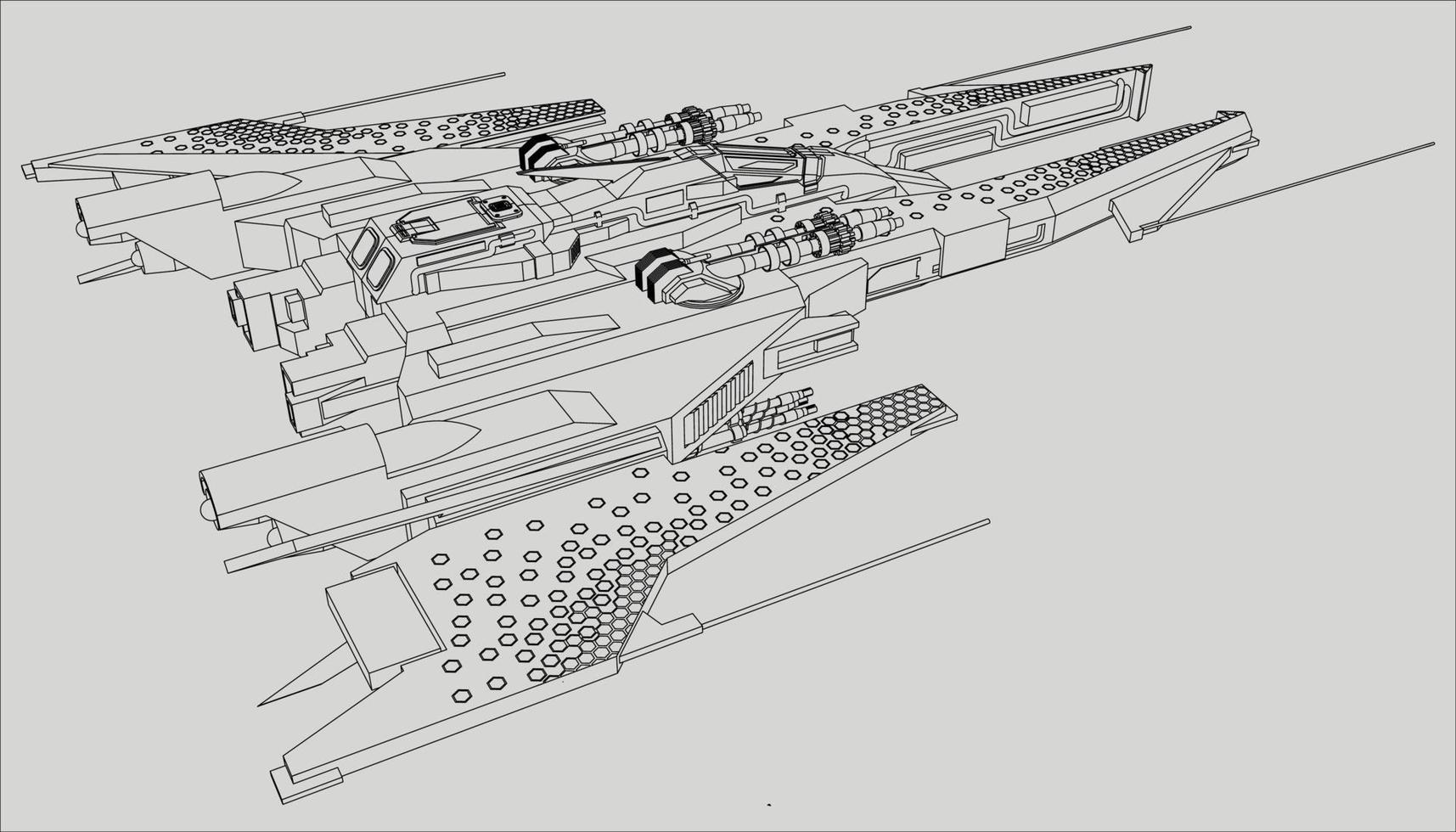 lineart de la nave espacial vector