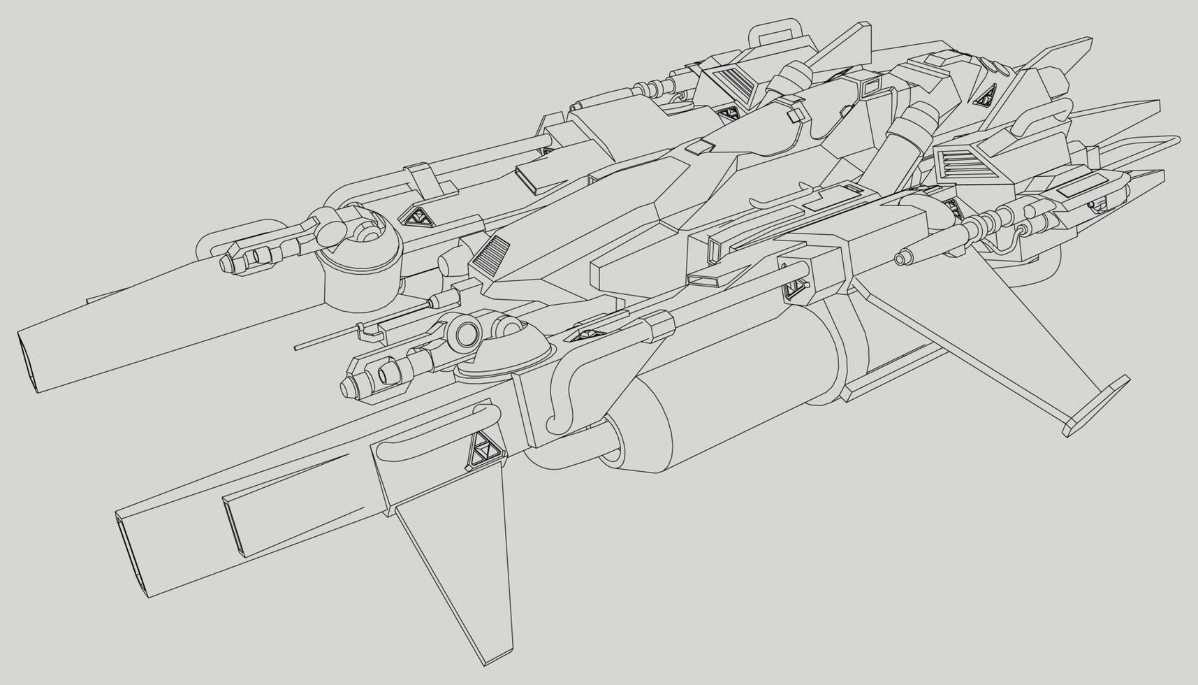 lineart de la nave espacial vector