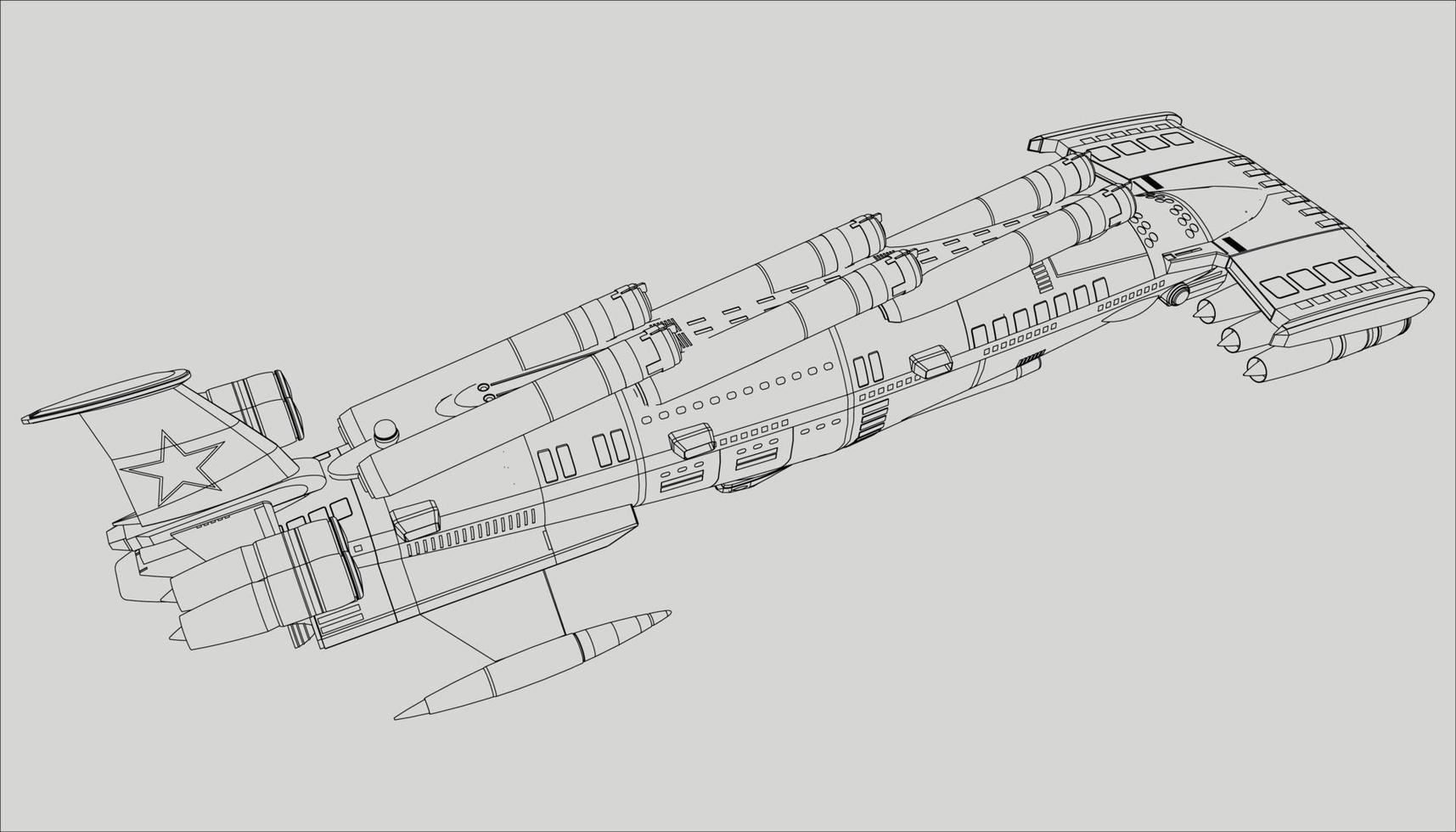 lineart de la nave espacial vector