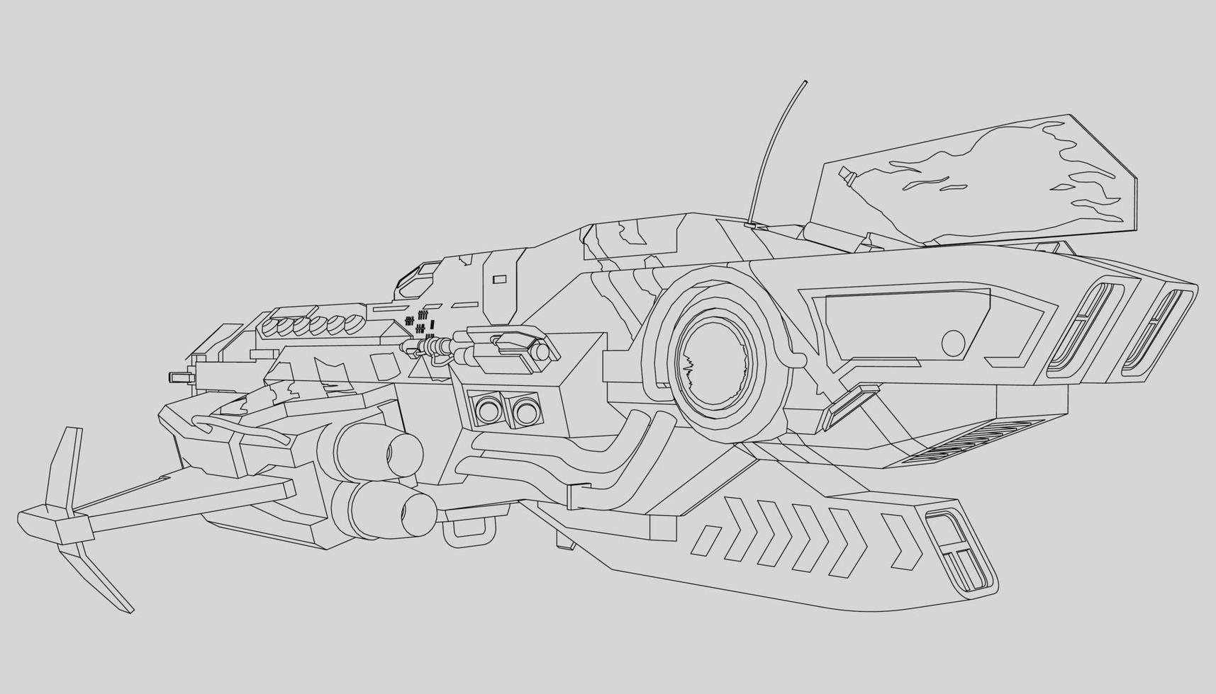 lineart from the spaceship vector