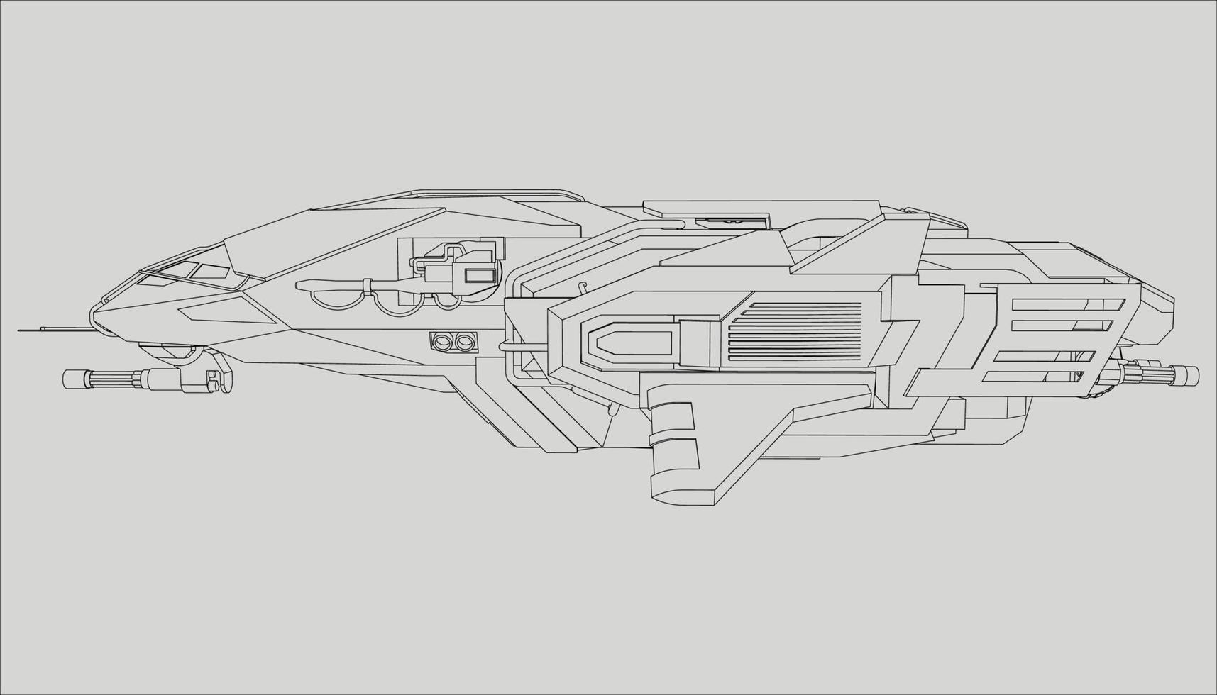 lineart de la nave espacial vector