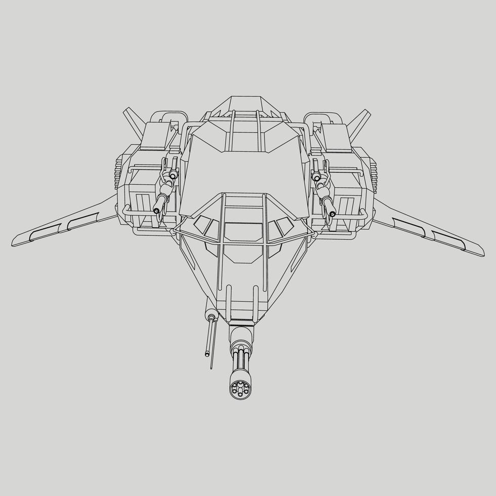 lineart de la nave espacial vector