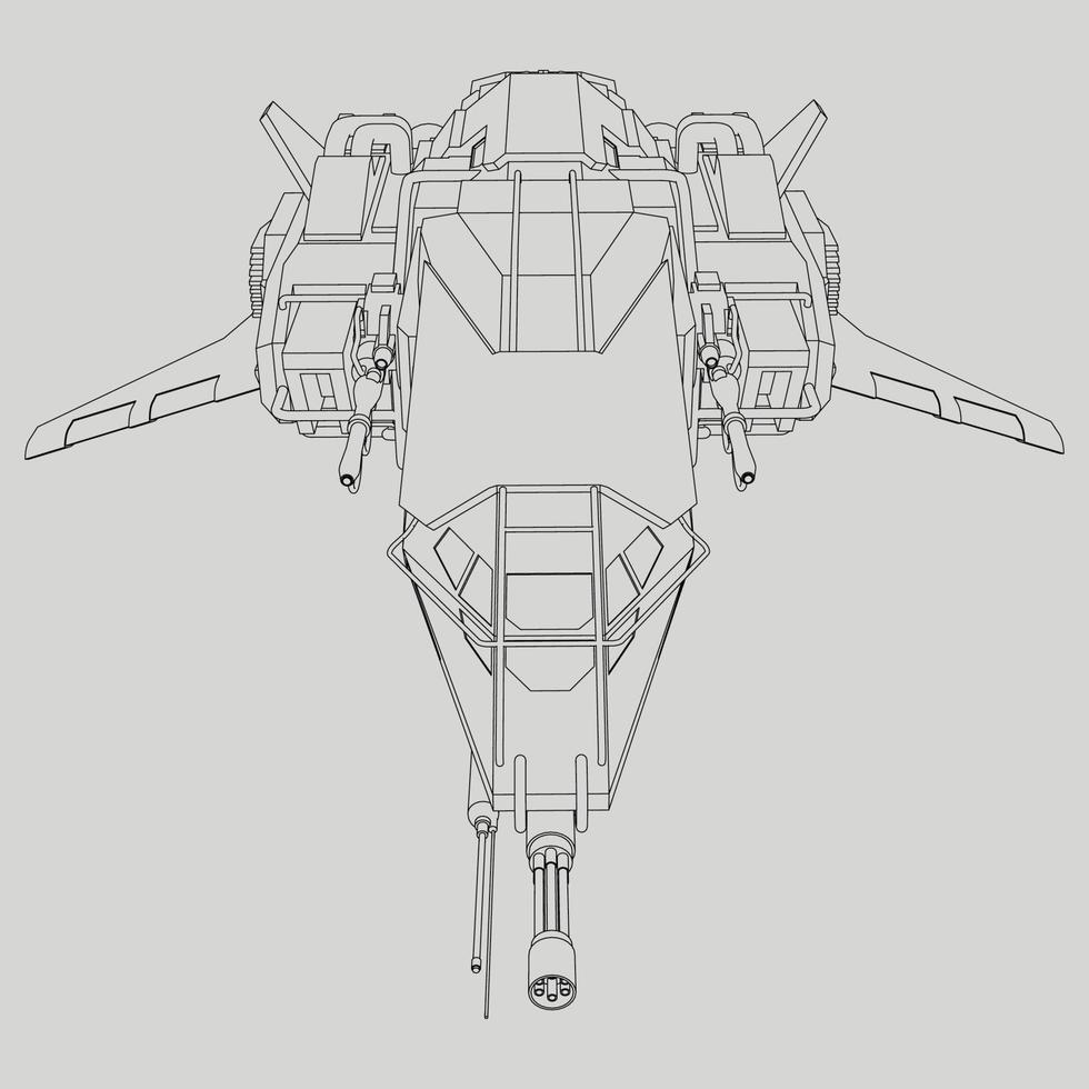 lineart de la nave espacial vector