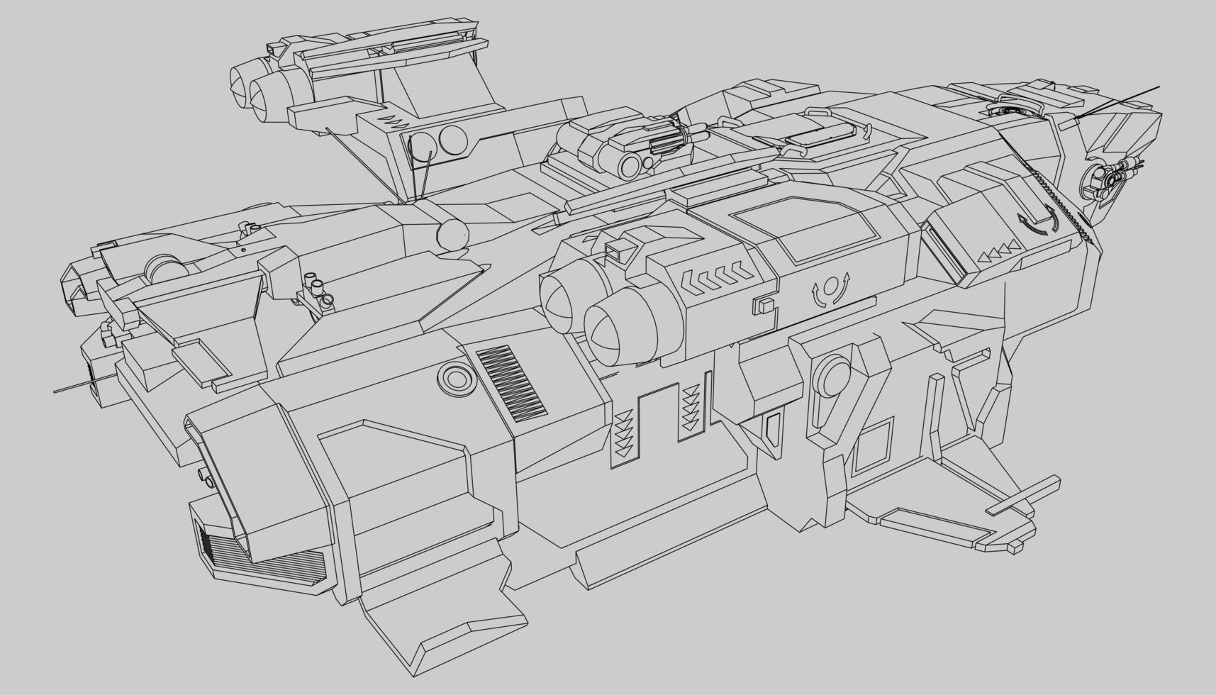 lineart de la nave espacial vector