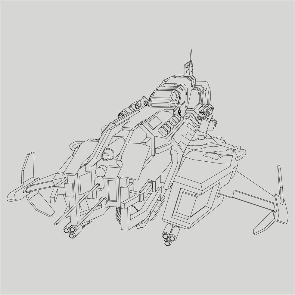 lineart de la nave espacial vector