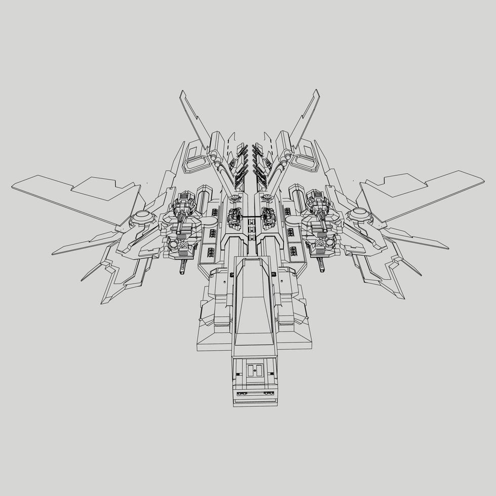 lineart de la nave espacial vector