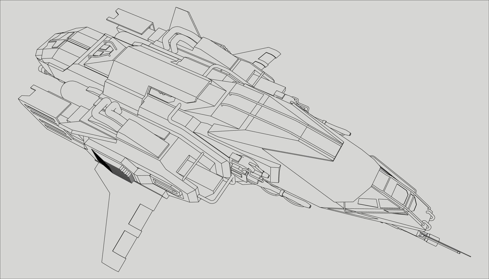 lineart de la nave espacial vector