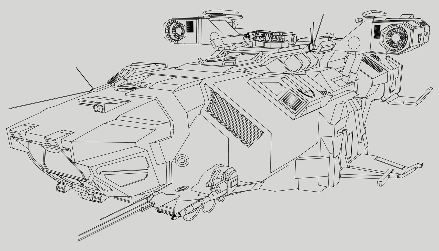 lineart de la nave espacial vector