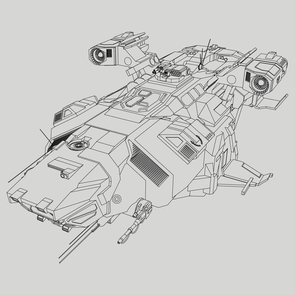 lineart from the spaceship vector