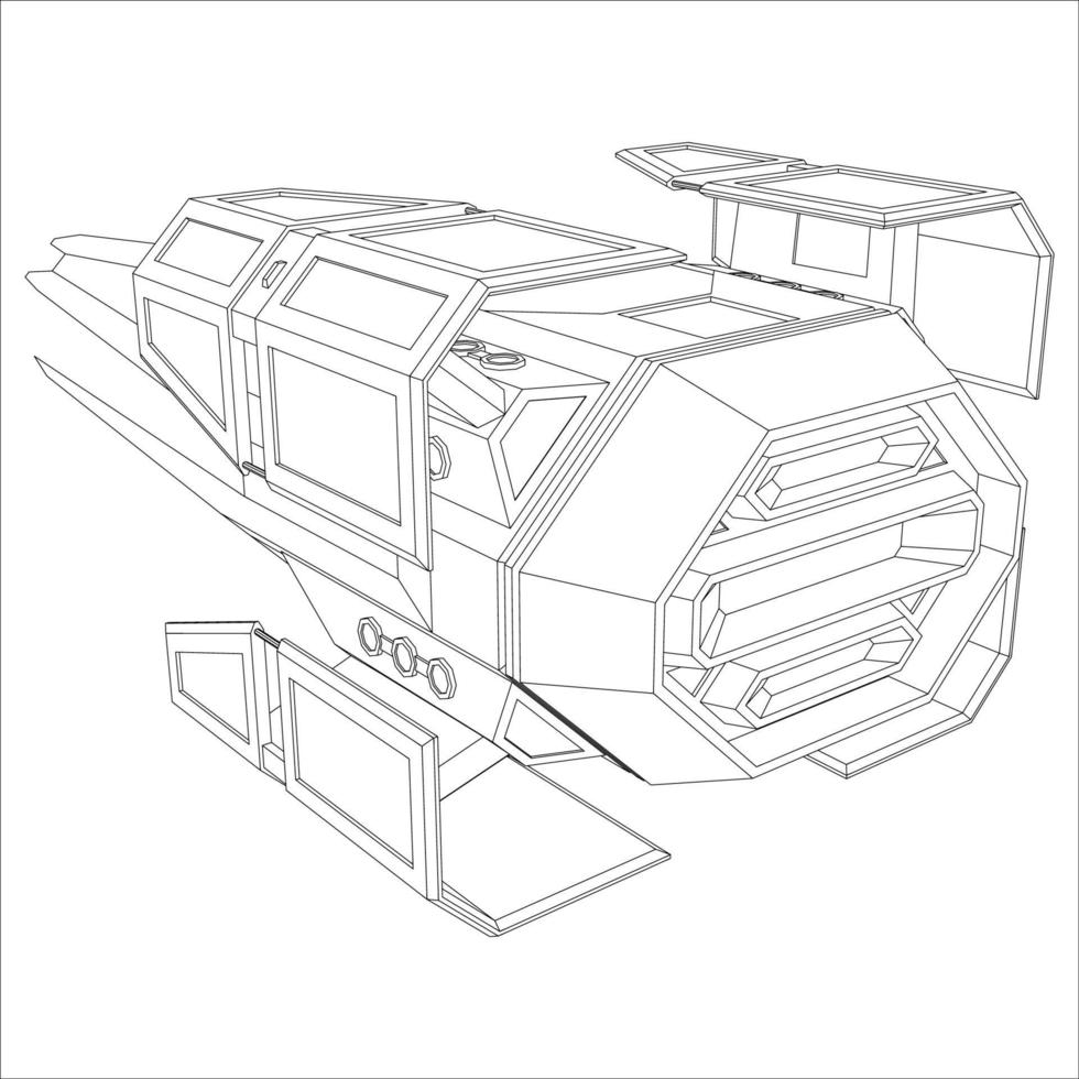 lineart de la nave espacial vector