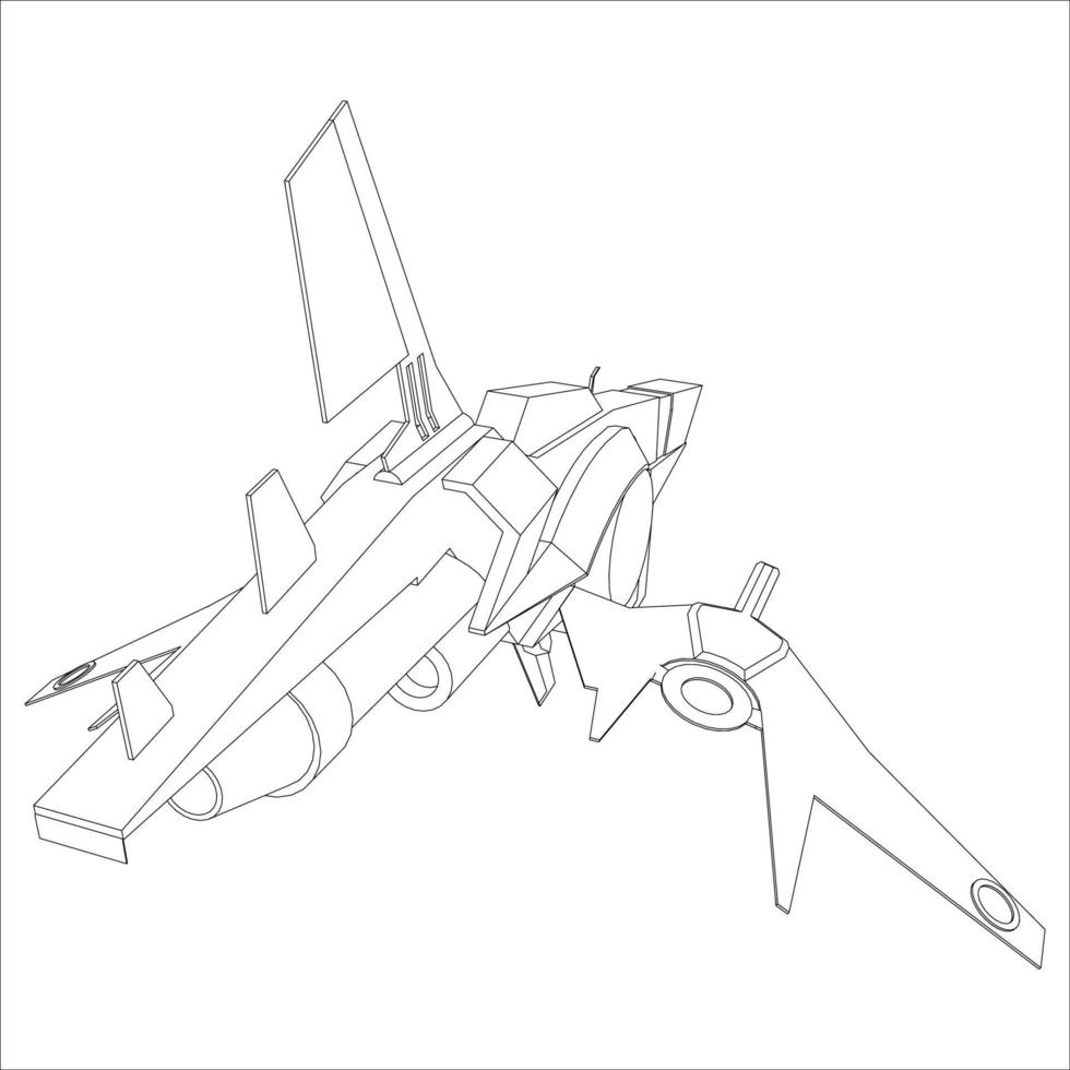 lineart de la nave espacial vector