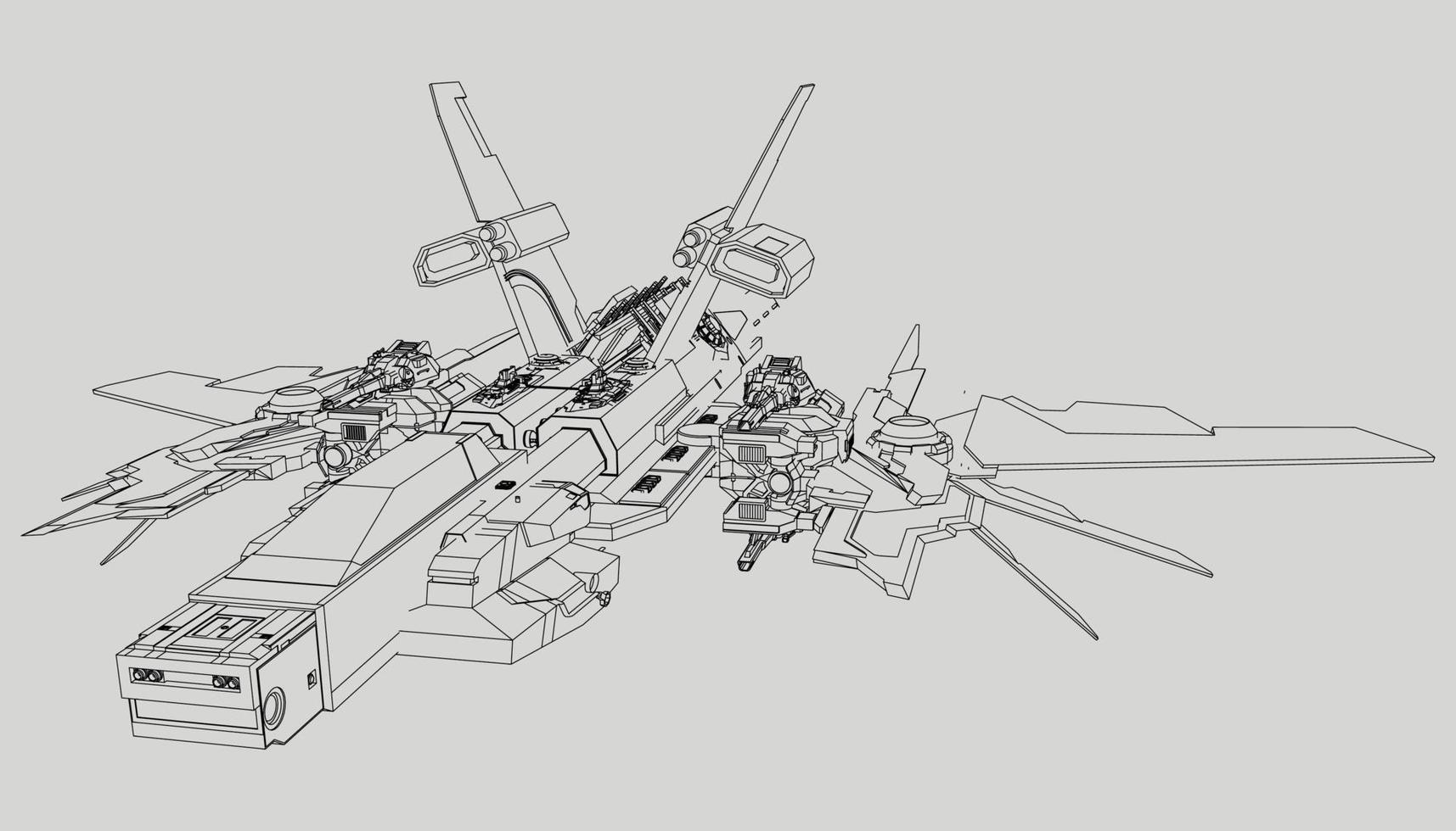 lineart de la nave espacial vector