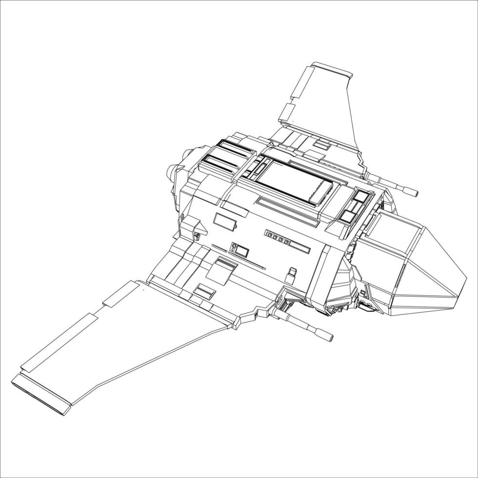 lineart de la nave espacial vector