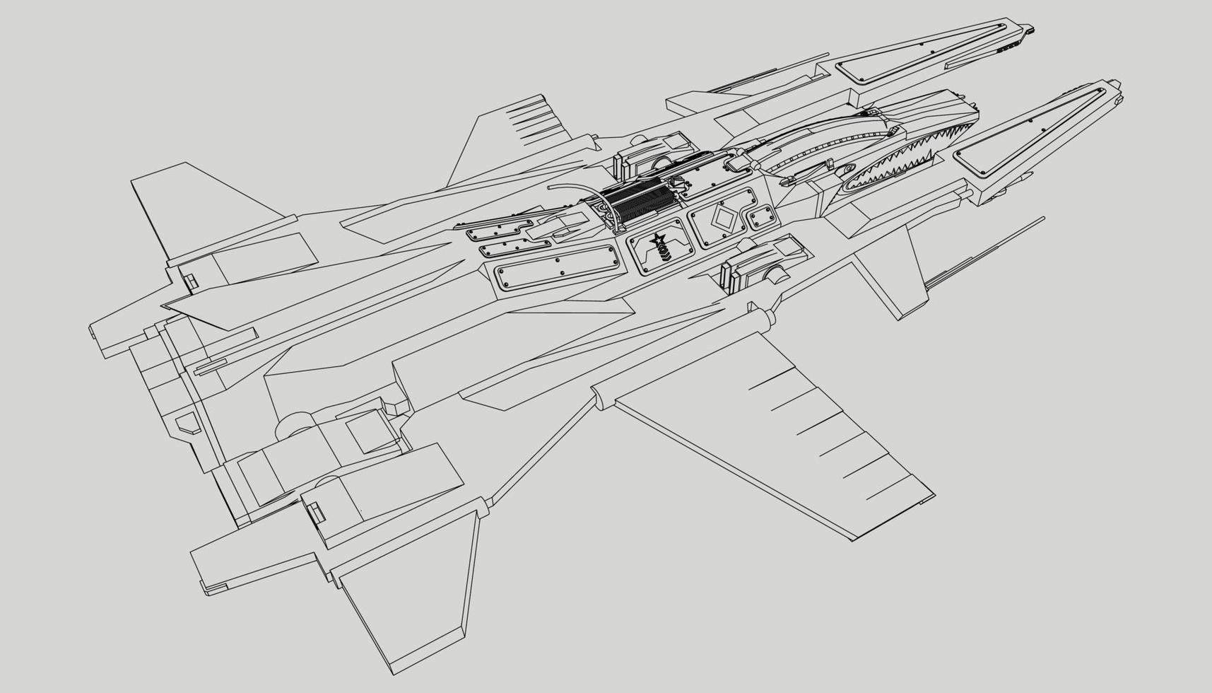 lineart de la nave espacial vector